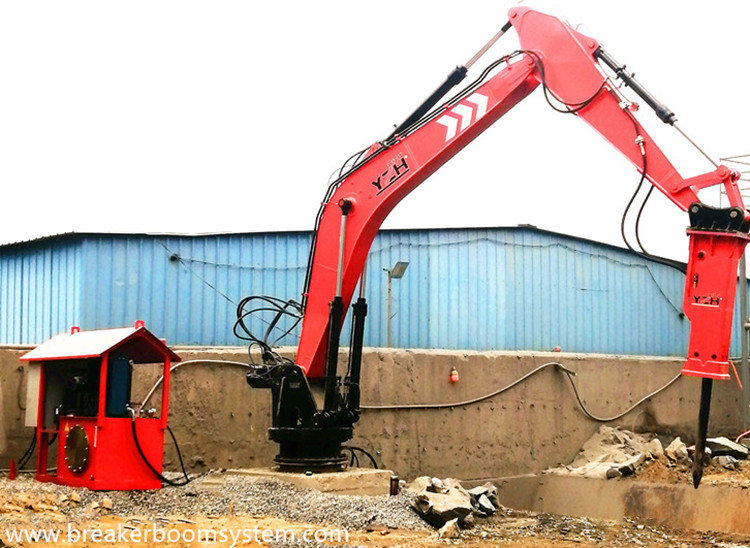 sistema de pluma rompe rocas de pedestal