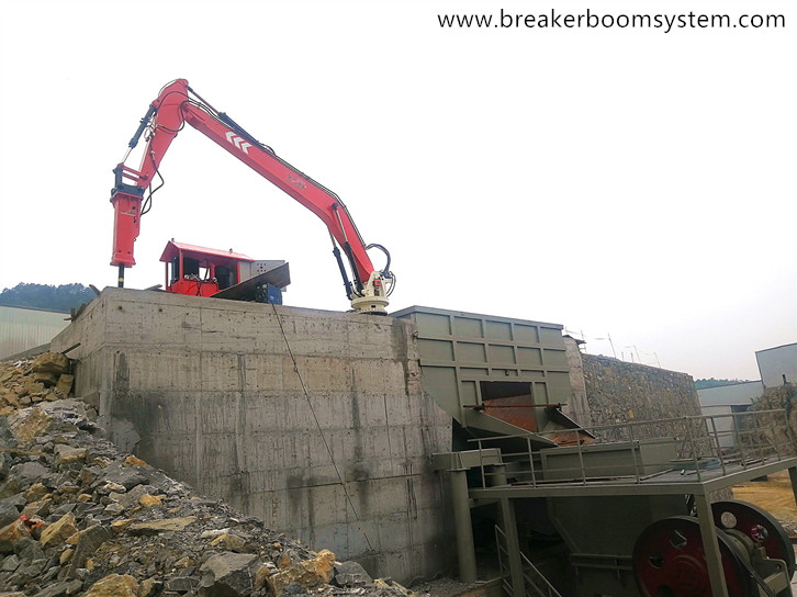sistema estacionario de pluma rompe rocas de pedestal