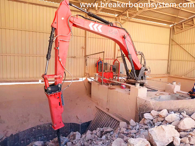 sistema de rompe rocas de brazos de pedestal