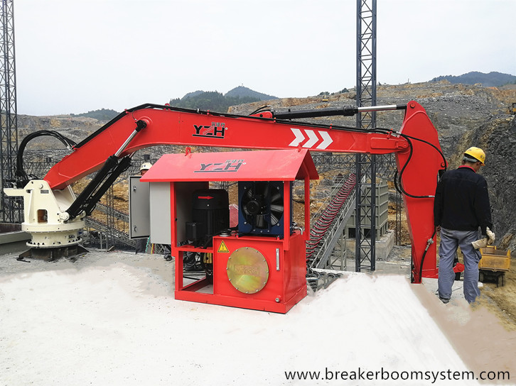 sistema de pluma tipo rompe rocas con pedestal fijo