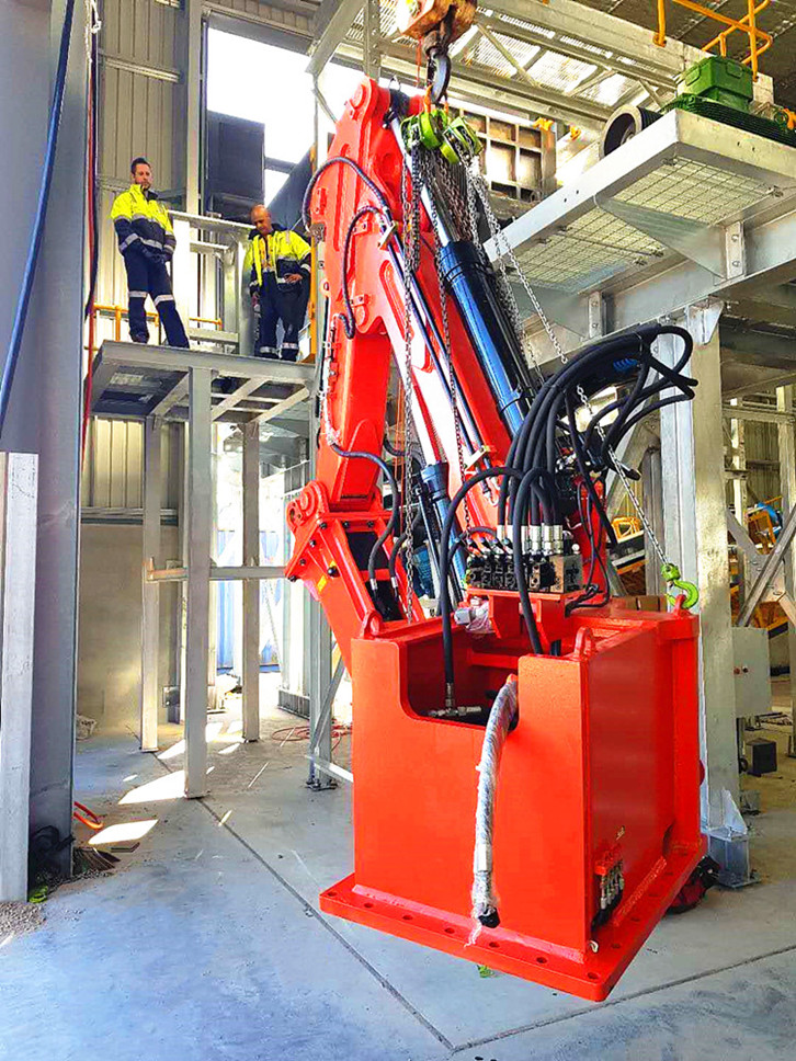 sistema de pluma rompe rocas de pedestal fijo