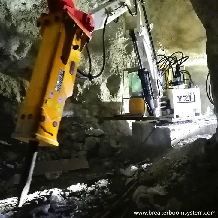 sistema de pluma de rompe rocas hidr&aacute;ulica de tipo fijo
