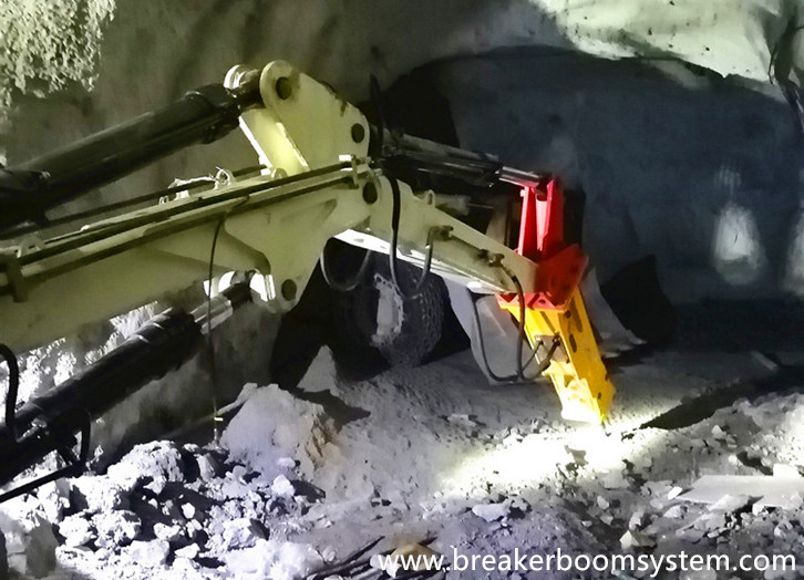El sistema de brazo de rompe rocas de pedestal personalizado rompe rocas en minas de hierro subterráneas