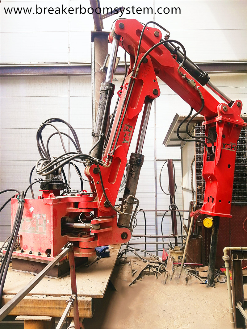 sistema estacionario de pluma rompe rocas de pedestal