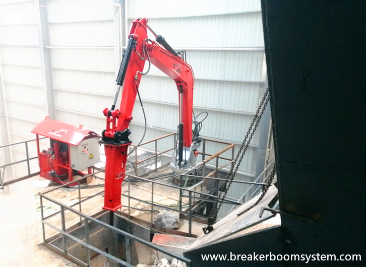 sistema rompe rocas con brazo de pedestal