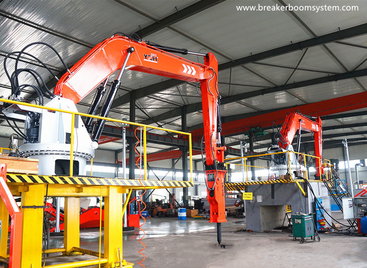 sistema rompe rocas con brazo de pedestal