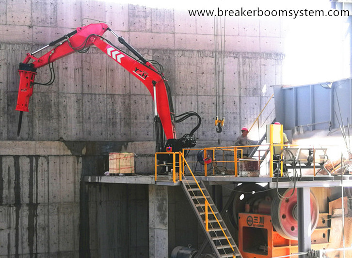 triturador de rocas con sistema de pluma de pedestal