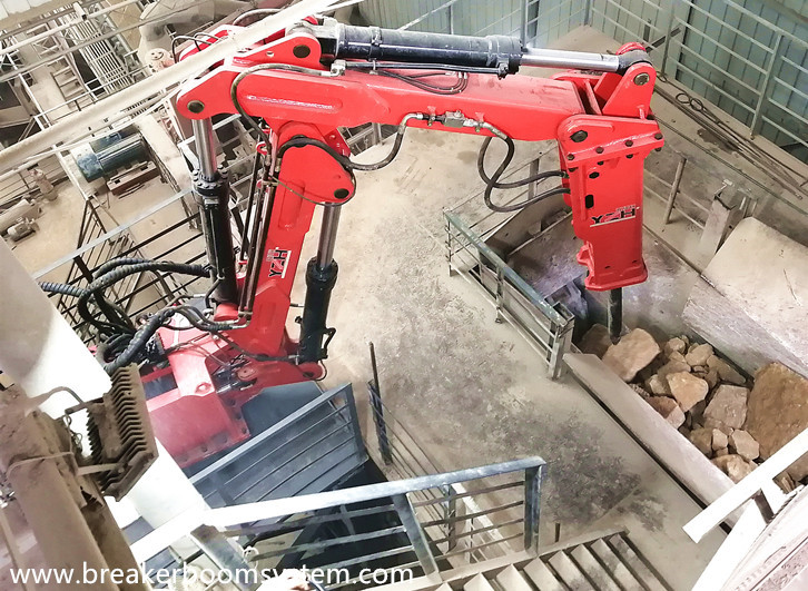 sistema de brazo de triturador de rocas con pedestal